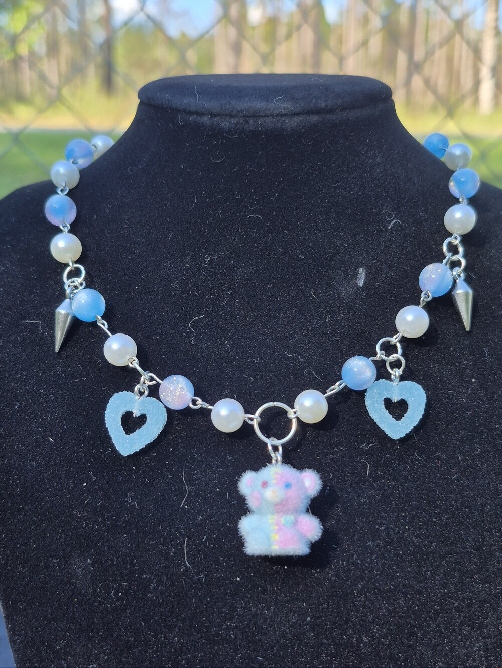Candy Hearts &  Zombie Bear Charm Necklace